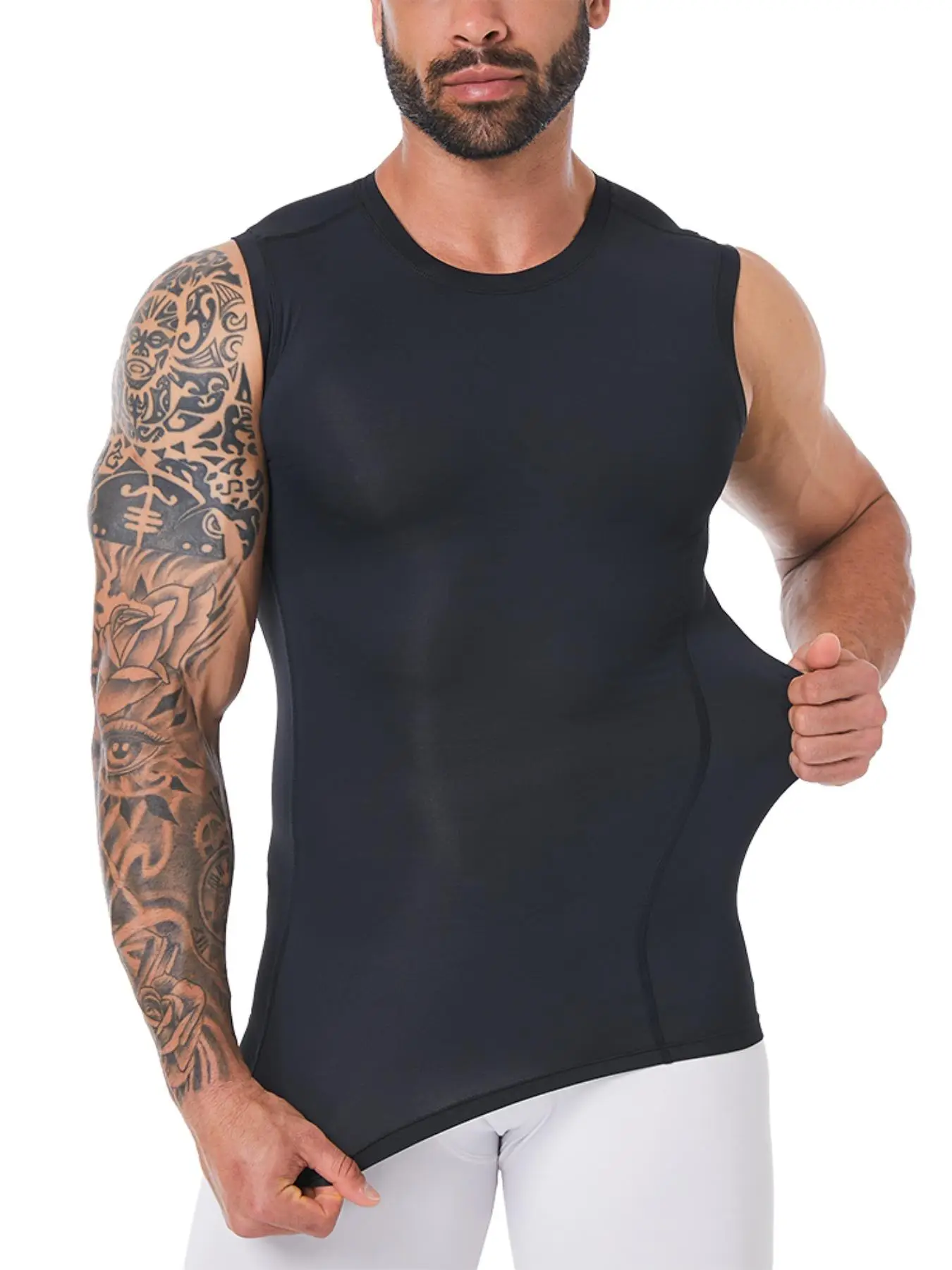 Men's Solid Color Shapewear Tank Top, Casual Breathable Sleeveless Shapewear Top for Workout Gym Exercise, Fashion Men's Underwear & Sleepwear for All