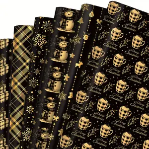 12 Sheets Christmas Wrapping Paper Gift Wrap DIY Crafts Holiday Party Supplies Festive Decoration Bags Boxes Decorations Packaging Paper