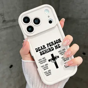 Dear Person Behind Me Christian Quote Phone Case for iPhone 17 17 Pro Max Air 16 16 Pro Max Plus 15 15 Pro Max Plus 14 14 Pro Max Plus 13 12 11 Faith Letter Pattern Soft Silicone Shockproof Protective Cover Gift TYJT260409022