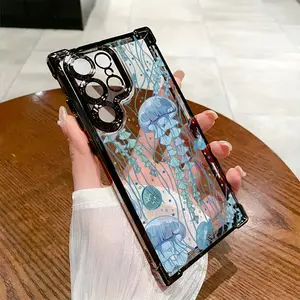 Jellyfish Pattern Mobile Phone Case for Galaxy S25 S24 S23 S22 S21 FE Ultra Plus 4G 5G, Anti-Fall Transparent Soft Back Cover