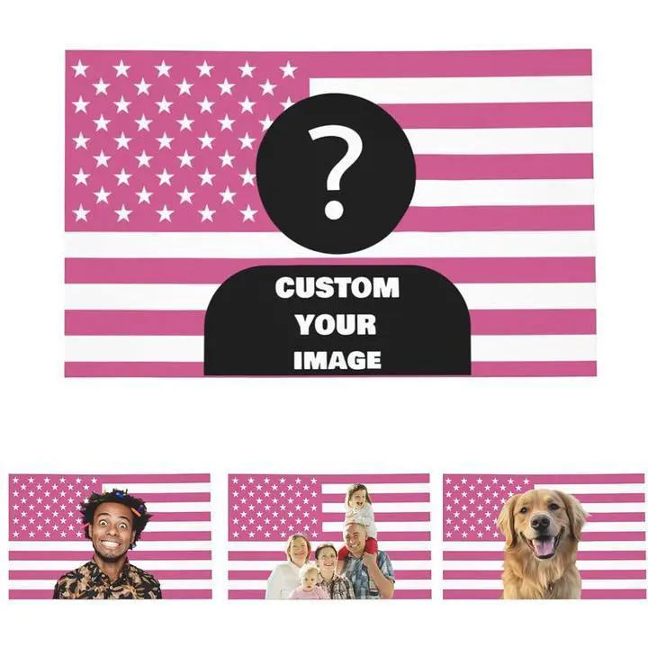 Custom Pink American Flag Tapestry - Personalized Fabric Banner & Poster, Customizable with Your Image, Decor for Room Decor, Valentine's Gift for Boyfriend