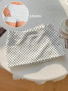 Women's Polka Dot Print Fashion Versatile Skirt, Casual Short Dress for Ladies, Stylish Daily Wear, Perfect for All Seasons, Bottoms
