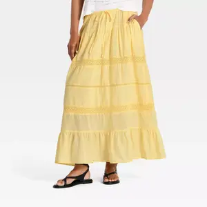 Women's Lace Maxi Full Skirt - Universal Thread Light Yellow S