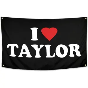 I love Taylor tapestry Taylor Flags for Room College Dorm Bedroom Wall Tapestry Decor - Indoor and Outdoor Funny Party Swift Banner