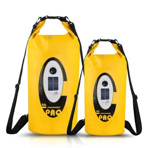 Solar Powered Waterproof Inflatable Backpack with RGB LED Light, Rechargeable Inflatable Backpack with Music, Outdoor Lighting for Fishing, Hiking, Travel