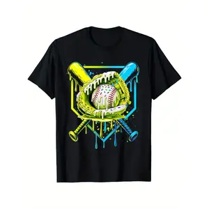Baseball Drip for Boys Ice Cream Drip Youth Boys Baseball T-Shirt for Boys Fashion Trend Bottoming Shirt Breathable, Casual Comfortable Top Streetwear Fashion Casual Summer Tee Crew Neck Short Sleeve T-Shirt Best Gift for Boy Girl