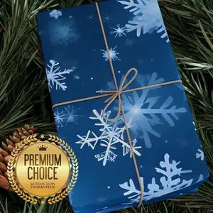 Icy Snowflake Gift Wrapping Paper, Elegant Blue Frozen Gift Wrap, Winter Snowfall Giftwrap, Christmas Holiday Xmas Present