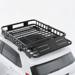Roof Rack Cargo Carrier, Steel Roof Basket with Extension & 200 LBS Capacity, Heavy Duty Cargo Rack for SUVs, Trucks, Vehicles, Black