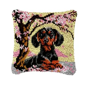 latch hook kits for adults Latch Cushion pcs, Beautiful Noble Black Dog pattern pre-print Pillowcase, for or Beginners Adults to Knott, DIY Latch Hook pcs, 43cm x 43 cm/17inx17in( Noble Black Dog )