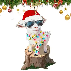 Funny Christmas Ornaments 2025 Goat Christmas Ornament Acrylic Material Unique Design for Christmas Tree Decorations and Gifts for Goat Lovers Christmas-Goat