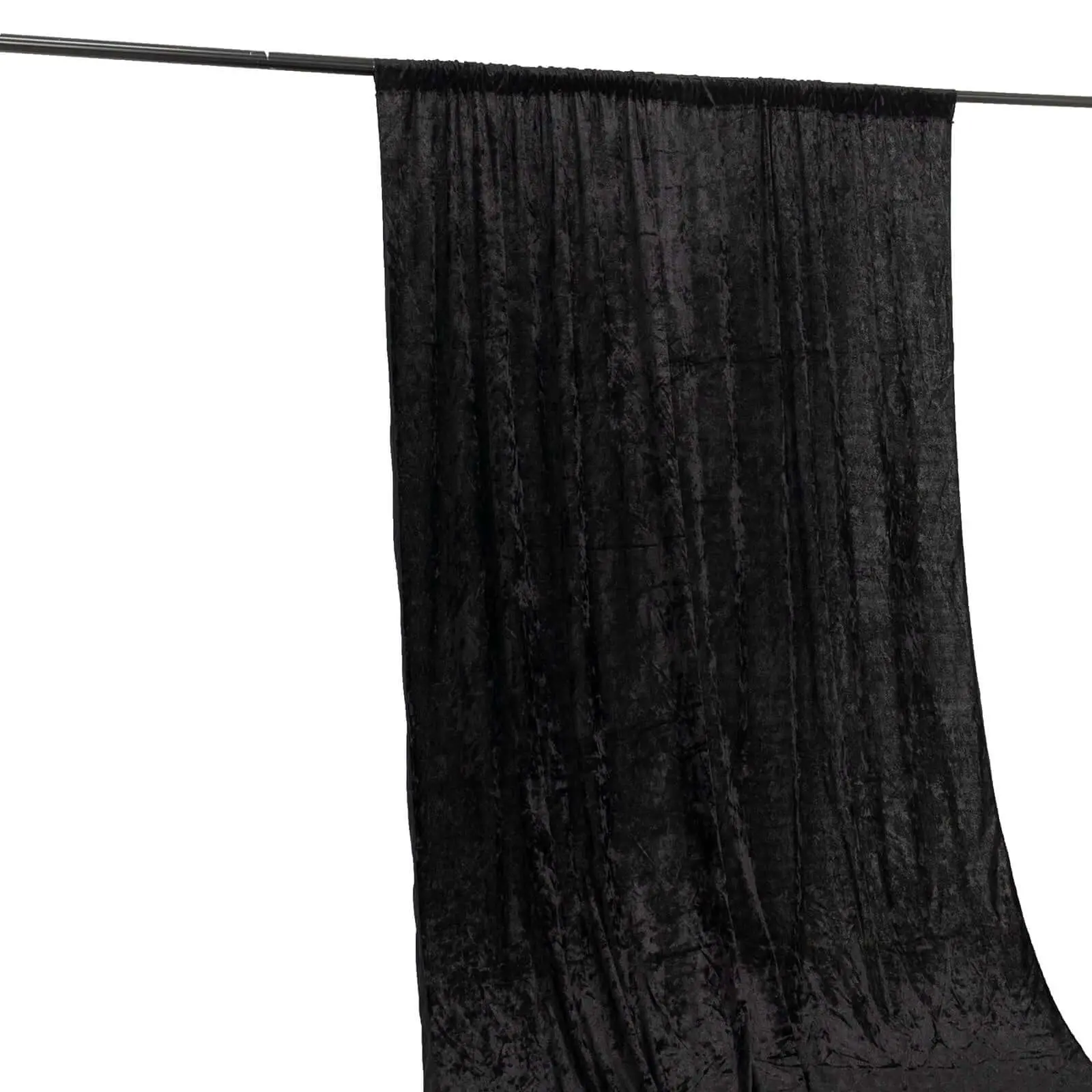 Crushed Velvet Backdrop Curtain - Black 5ft x 12ft Solid Rod Pocket Privacy Panel, Festive Backdrops & Banners for Baby Shower, Ceremony, Events Decor, Photo Booths, One-Side