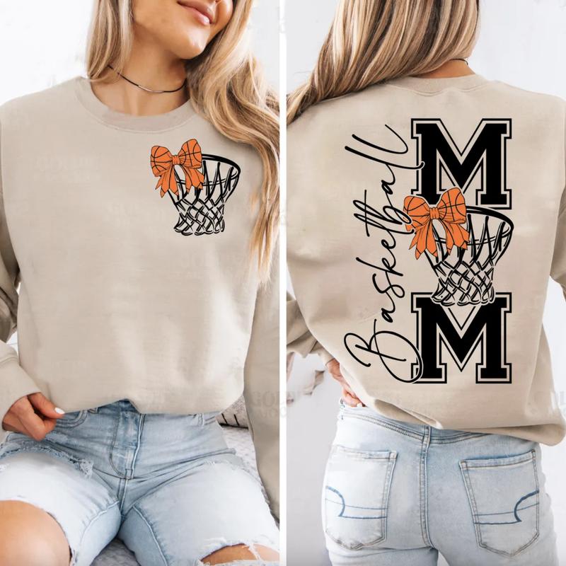 Basketball Mom Sweatshirt T-Shirt, Coquette Bow Basketball Mom Shirt, Game Day Vibes Hoodie, Basketball Mama Tee, Basketball Shirt, Sport Gift For Her