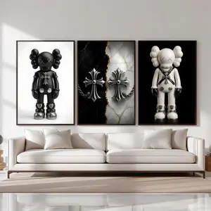 Chrome Hearts Kaws Poster Set of 3, Black White Hypebeast Decor Wall Art, Product without frame
