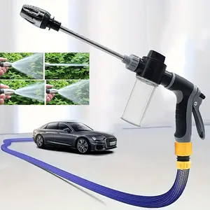 1pc High Pressure Car Wash Spray Gun Multi-Function Water Spray Gun Garden Hose Spray Gun With Durable 3 Connectors and Foam Pot Convenient Hose Nozzle Sprayer For Car Wash,Lawn,Watering,Cleaning Accessories With Storage Container Car Washing Spray