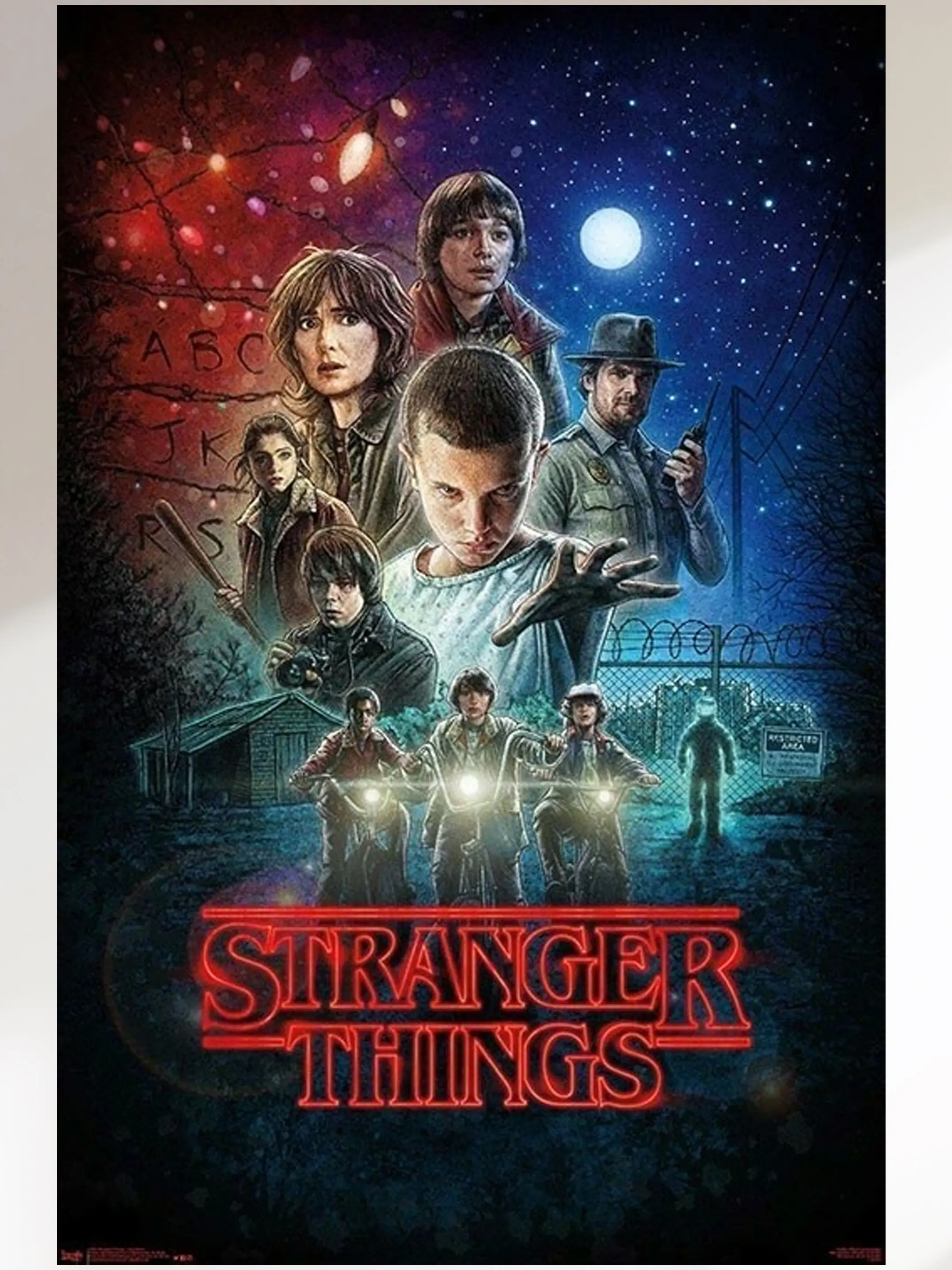 STRANGER THINGS - SEASON ONE - TV SHOW POSTER Minimalist Black and White Design Hip Hop and Rap Music Print for Music Lovers and Art Enthusiasts
