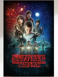 STRANGER THINGS - SEASON ONE - TV SHOW POSTER Minimalist Black and White Design Hip Hop and Rap Music Print for Music Lovers and Art Enthusiasts