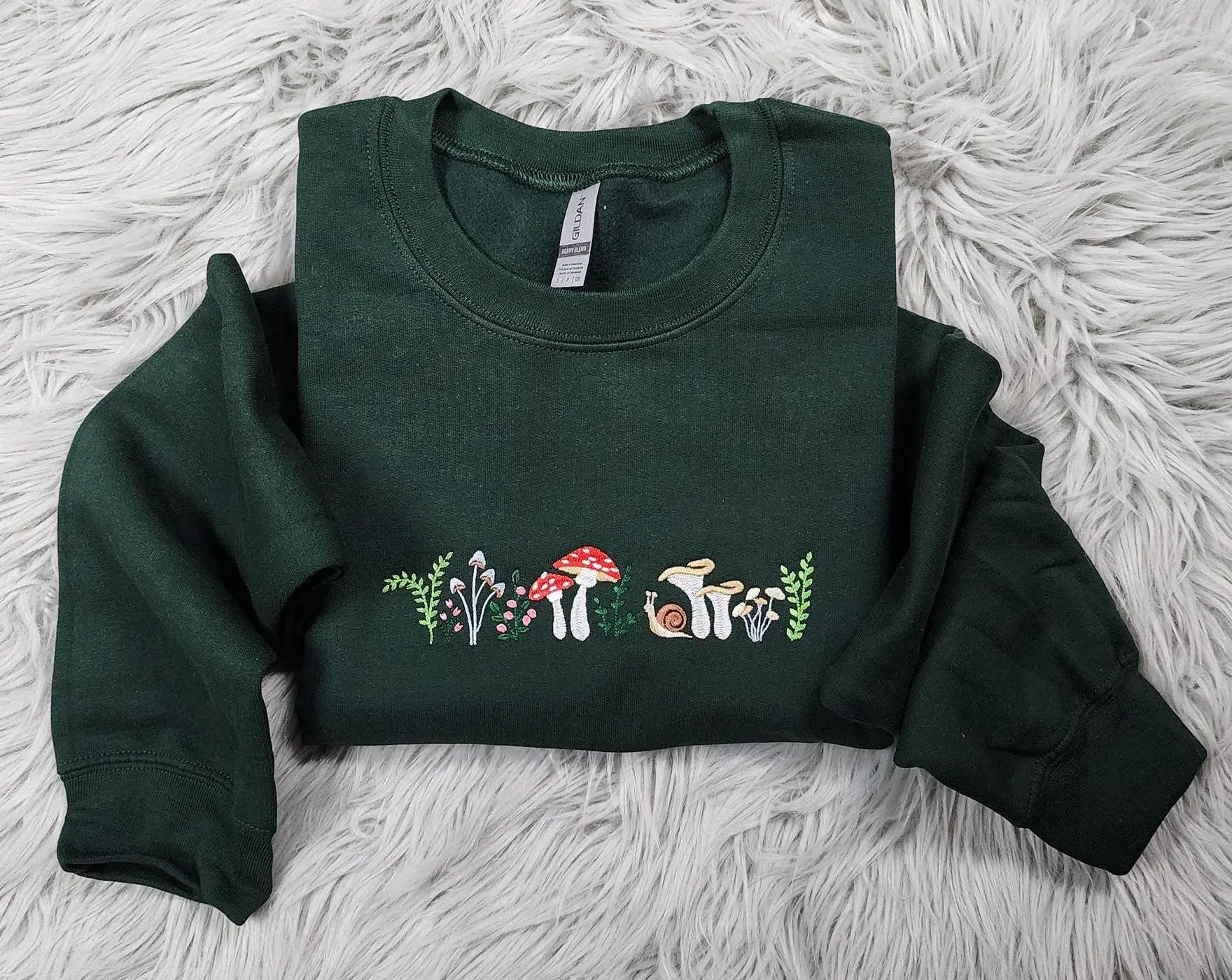 Embroidered Enchanted Mushroom Crewneck Magic Forest Cottagecore Sweatshirt, Gifts For Her