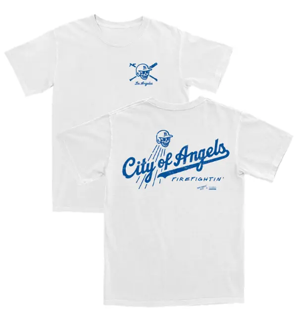City of Angels Firefighter Graphic T-Shirt, Vintage First Responder Tee, Fire Crew Short Sleeve Shirt for Men Women