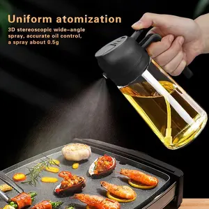 Cooking Oil Sprayer, 2-In-1 Olive Oil Dispenser Bottle, Kitchen Glass Spray Bottle, Food Grade, Air Fryer, Salad, Frying, Grilling