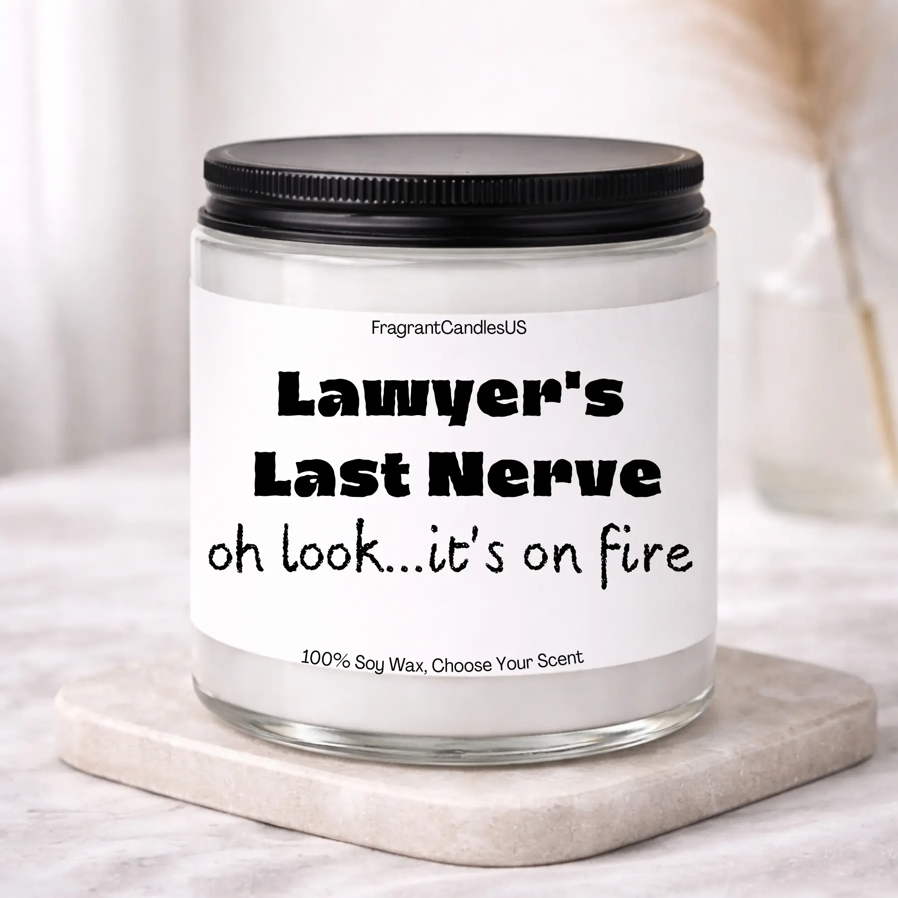 Lawyer Last Nerve Candle Gift, Funny Lawyer Gift for Women Men, Law School Graduation Gift, Attorney Humor Candle, Future Lawyer Present for Law Student, Bar Exam Celebration Decor, Legal Office Gift, Handmade Soy Candle for Attorney Graduation