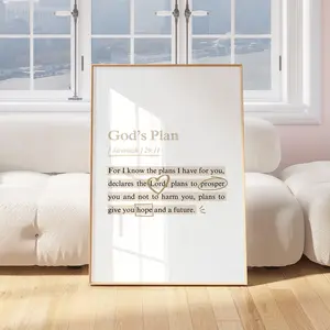 [SALE UP TO 40%] [Unframed] God's Plan Jeremiah 29 11 Wall Art Beige Christian Wall Art Bible Verse Wall Art Aesthetic Room Decor Scripture Wall Art Neutral Wall Art