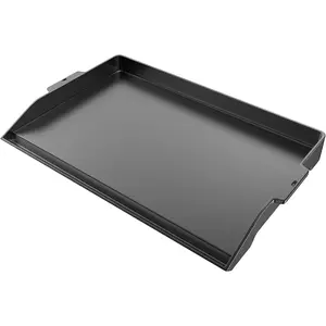 23" x 16" Cast Iron Griddle for Gas Grill and Stove Top, Universal Flat Top Griddle with Pre-Seasoned Nonstick Coating, X-Shaped Reinforced Ridges,  for  Cooking, Parties, Camping