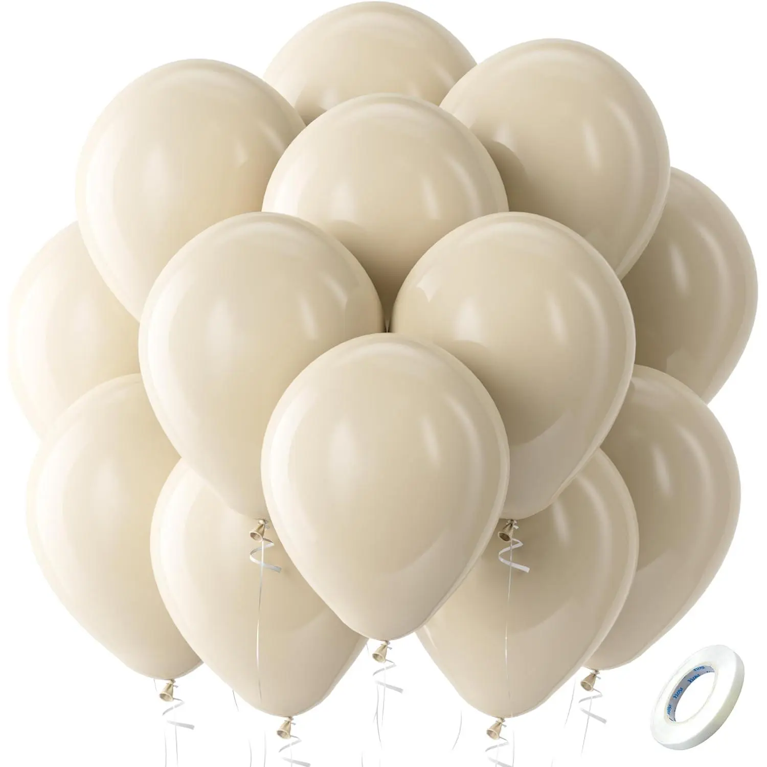 White Sand Latex Party Balloons - 100 Pack 12 inch Round Helium Sand White Balloons for Birthday Wedding Shower Gender Reveal Party Decoration, Balloon Arch, Cream