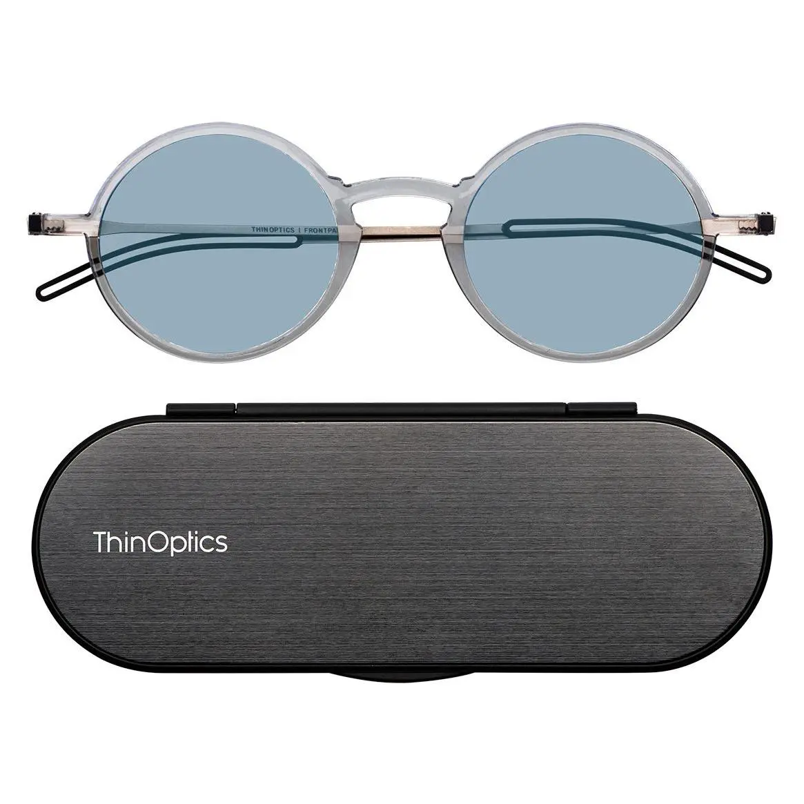 ThinOptics Blue Light Manhattan Round Readers with Case ThinOptics Blue Light Manhattan Round Readers with Case