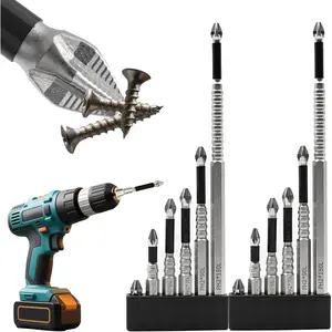Hardware supplies High Magnetic Drill Bit Set: K5 Impact Resistant Anti-Slip Bits, Non-Slip Alloy Steel for Impact Drivers, DIY/Pro Use 6pcs (25-150mm) ​