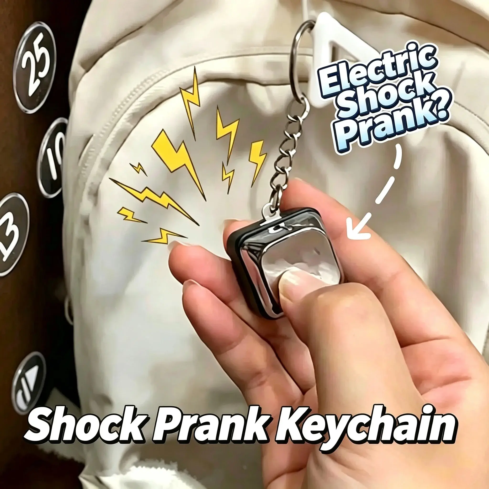 New Creative Electric Shock Prank Keyboard Keycap Keychain Shocking Trick Fidget Toys Funny Gifts Party Favor for Teens Adults