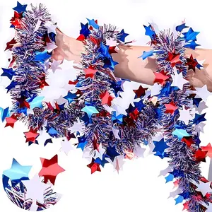 3pcs American Flag Patriotic Garland Decorations, Red White Blue Star Hanging Ornaments for 4th of July, Independence Day, Christmas, Thanksgiving, Graduation, Birthdays, Weddings, Year-Round Home Indoor Outdoor Yard & Holiday Party Supplies Decor