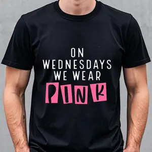 On Wednesdays We Wear Pink Black T-Shirts, Gift for Men Dad