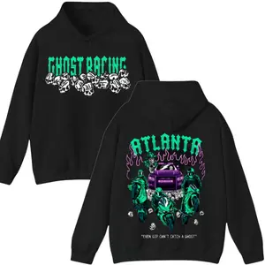 👻 Ghost Atlanta Racing Hoodie – "Even GSP Can’t Catch a Ghost" Graphic Pullover, Motorcycle Streetwear Hoodie, Unisex Cotton Blend Sweatshirt, Bold Urban Racing Style, TikTok Viral Biker Hoodie for Men