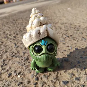 Whimsical Alien Elf Resin Statue with Unique Conch Hat - Charming Cartoon-Style Home & Garden Decor, Ideal for Halloween, Christmas & More | No Power Needed fake  flowers religious ornament home laundry room  Decoration creative small gift
