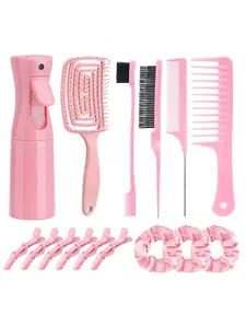 Hair Care Comb Set, Hair Styling Combs, including 15 tools such as a curved comb, a rat-tail comb, an edge comb, crocodile clips, soft hair ties, a wide-tooth comb. Suitable for women, effectively detangles knotted hair and creates hairstyles