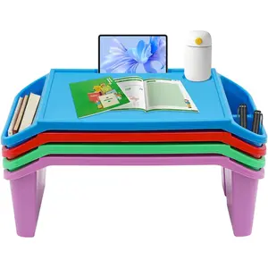 4 Pcs TV Tray, Lap Desk Tray,Trays for Eating with Side Pockets,Portable Lap Bed Table for Drawing, Stackable, Writing, Eating, Classroom 21.65 * 11.8 * 8.46in Storage Organizer