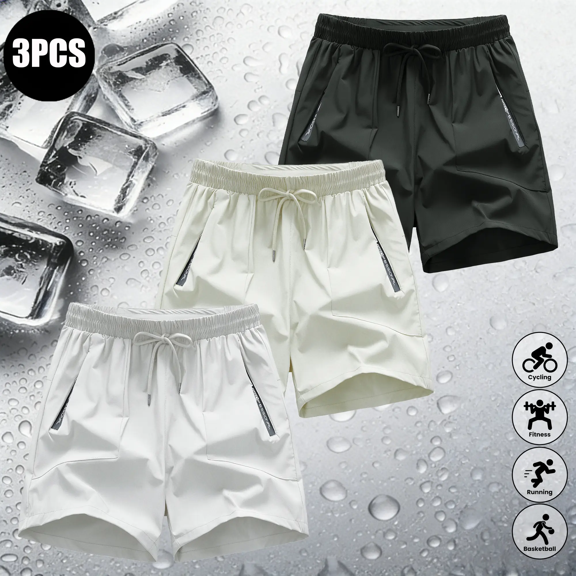 Dark gray + beige + white