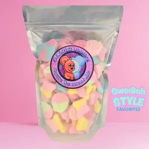 Swedish Style Favorites Mix | Swedish Sweet & Sour Foam Gummy Candy | Blue Raspberry, Watermelon, Strawberry Cream Ovals, Cotton Candy, Pink Lemonade
