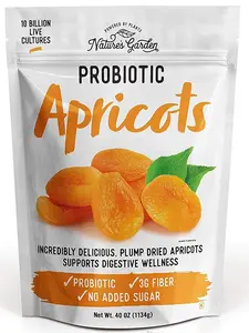 Nature's Garden Probiotic Apricots - Probiotic Dried Fruit, Plump Dried Apricots, Gluten-Free, Dairy-Free, Vegan – Bulk 40 Oz Bag (Pack of 1)