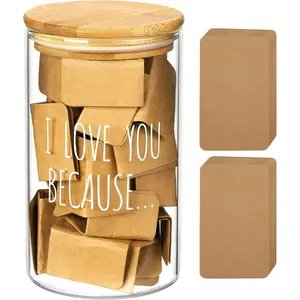 AW BRIDAL Reasons I Love You Memory Jar with 50 Blank Notes Gifts for Valentines Day Anniversary, Birthday, Long Distance Relationship Gift for Boyfriend Girlfriend, Husband Wife, Couples, Mom Dad