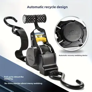 Heavy-Duty Aluminum Cargo Strap, Durable Tie Downs, 129.92 Inches Long, 1499.14 Lbs Tensile Strength, Automatically Retractable, Ideal for Motorcycles & Cars, Durable