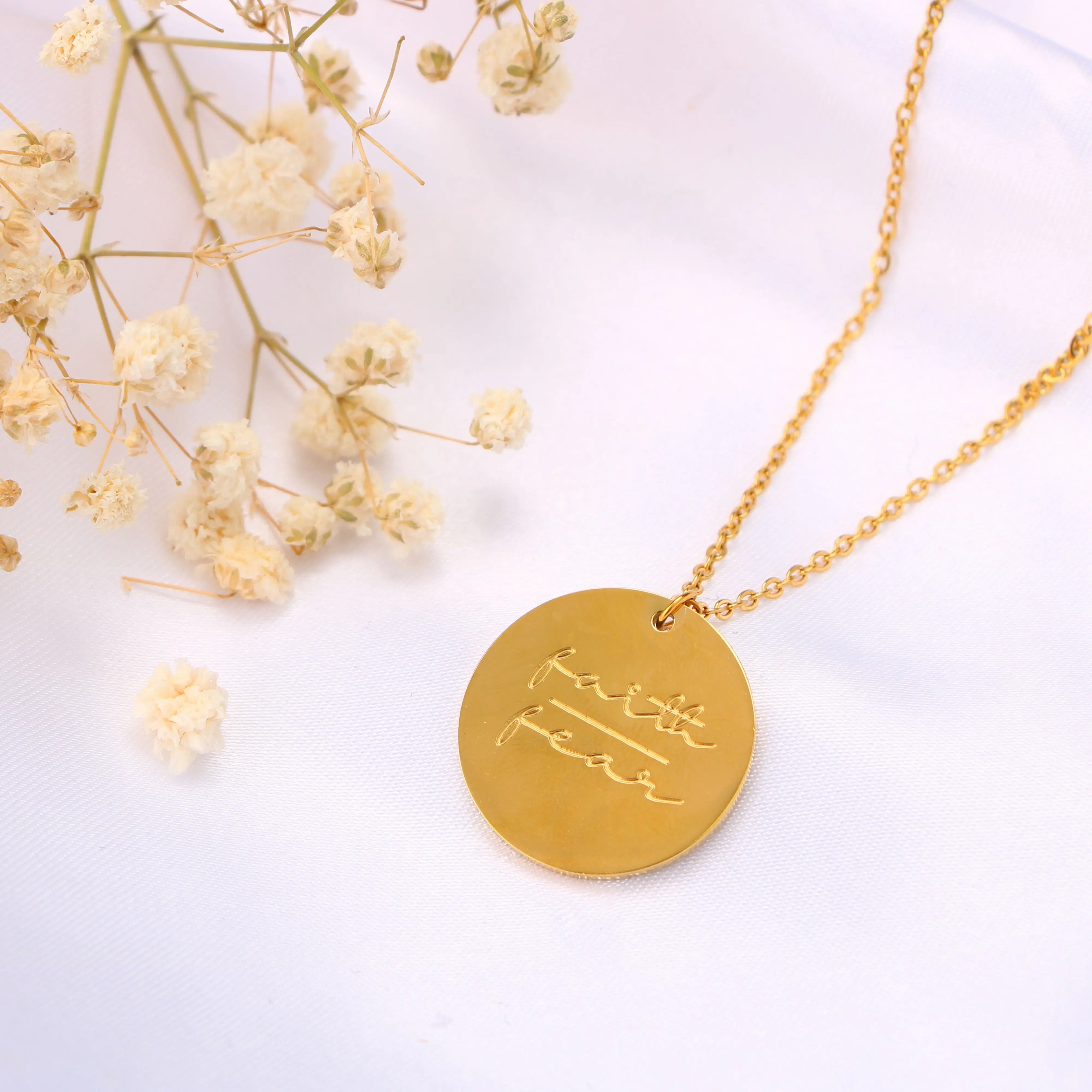 Faith over Fear Pendant Necklace Christian Divinity