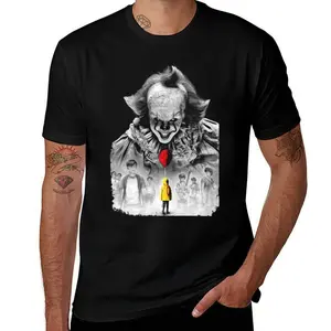 Joker Pennywise Halloween Horror Mens T Shirts Cotton Short Sleeve T-Shirt Crew Neck Tees Casual Shirt