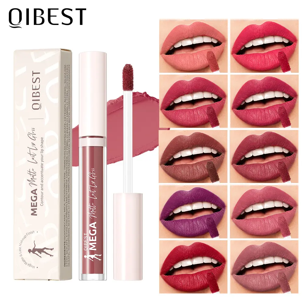 Qibest Velvet Lip Gloss Lip Glaze, Long-Lasting Matte Finish, Non-Sticky, Universal Shade, Suitable for All Skin Types, Liquid Lipstick