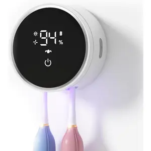 Toothbrush Sanitizer and Holder, Toothbrush Holders for Bathroom, Tooth Brush Wall-Mounted Cleaner Organizer with Auto-Inductive Cover, Air Drying Fits Most Electric