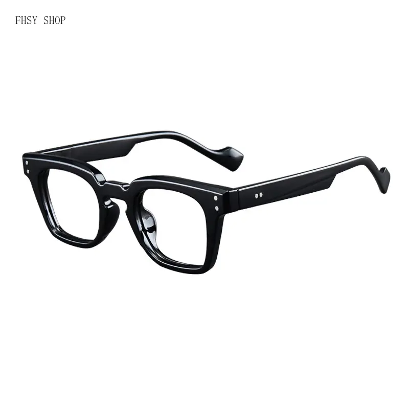 FHSY SHOP Vintage Black Thick Frame Eyeglasses Anti-Blue Light UV Filter Comfortable Non-Slip for Men Streetwear School Everyday Fashion Glasses, Old-Fashioned Non-Prescription Glasses