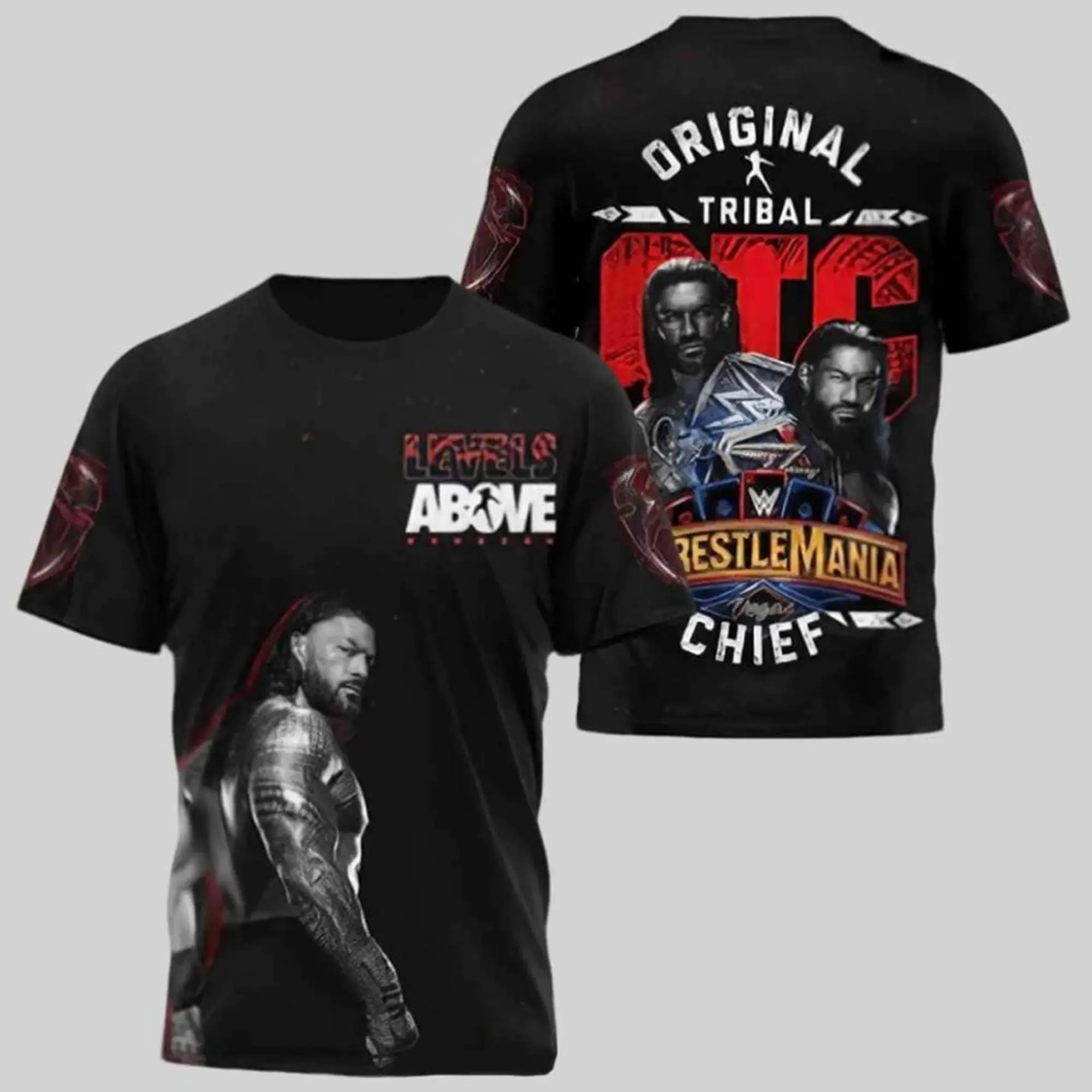 Men's Roman Reigns Retro Cotton Graphic Tshirt - All-Over Print 3D, Classic World Champion Merch, Short-Sleeve Menswear Apparel HY4291