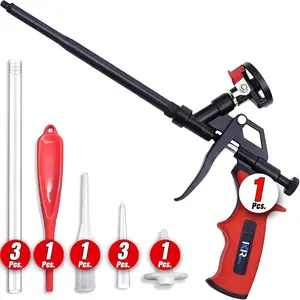 Professional Expanding Foam Spray Gun (1 Insulation Gun + 9 Extenders) PU Insulating Applicator Heavy Duty Metal Body Dispensing Foam Gun Suitable for Caulking, Filling, Sealing