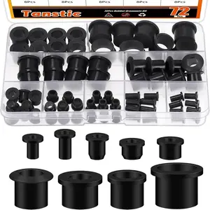72Pcs Black Rubber Grommet Top Hat Rubber Grommet Rubber Grommet Assortment Kit for Wiring, Irrigation Systems, Automotive, Firewall