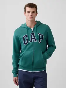 Men Adult Relaxed Gap Logo Zip Hoodie - Balsam Green